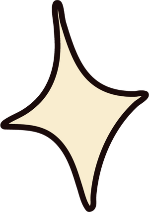 Abstract cream star with black outline on a transparent background