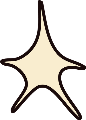 Abstract cream star with black outline on a transparent background