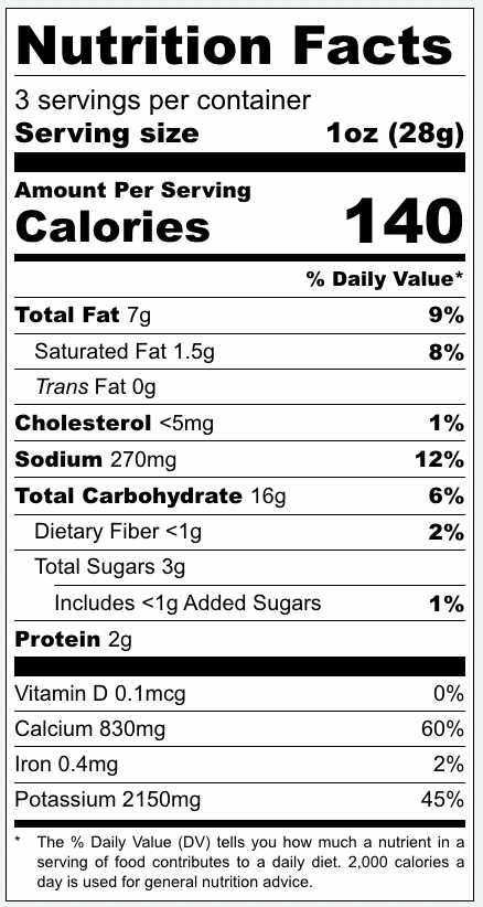 Nutrition facts for Barbeque Puffs. 3 servings per container, serving size 1oz, 140 calories per serving.